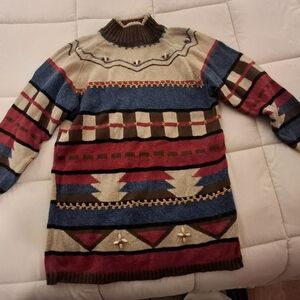 Lizwear Liz Claiborne Multicolor Geometric Pattern Sweater